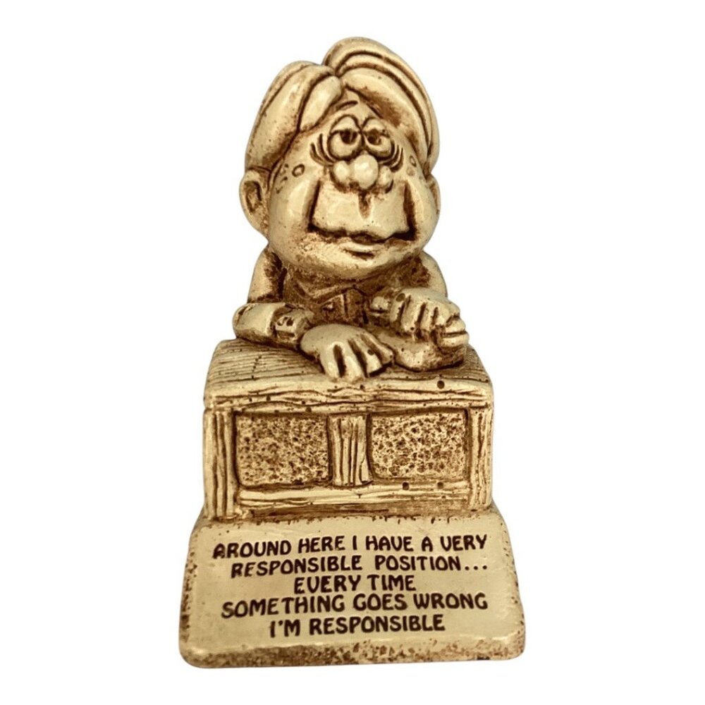 Vintage 1976‎ Paula Figurine "Im Responsible" Desk Humor Statue - 506